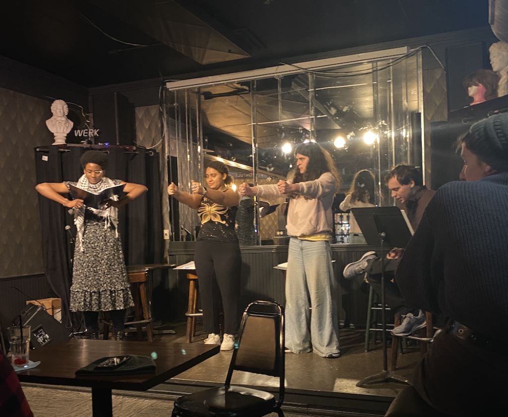 Beja and other cast members acting out the Trans-fomers.